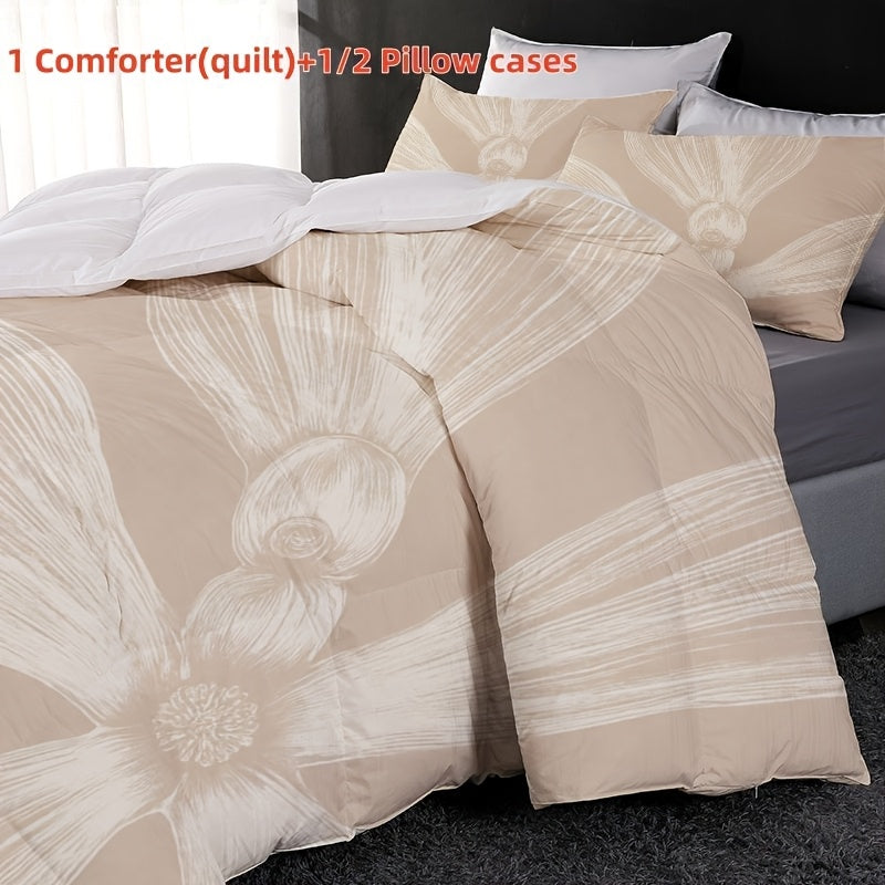 Large Quilt Suitable for All Bed Sizes - Soft Brushed Bedspread with Romantic Floral Bedspread, Skin-Friendly Quilting Design & Fill, All- Comforter for Cozy Bedding for Home, Suitable for Home Use