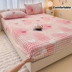 3pcs Heart Pattern Fitted Sheet Set, Soft, Comfortable, and Skin-friendly Fitted Sheet, Suitable for Bedrooms and Guest Rooms (1 Fitted Sheet, 2 Pillowcases, Does Not Include Inserts)